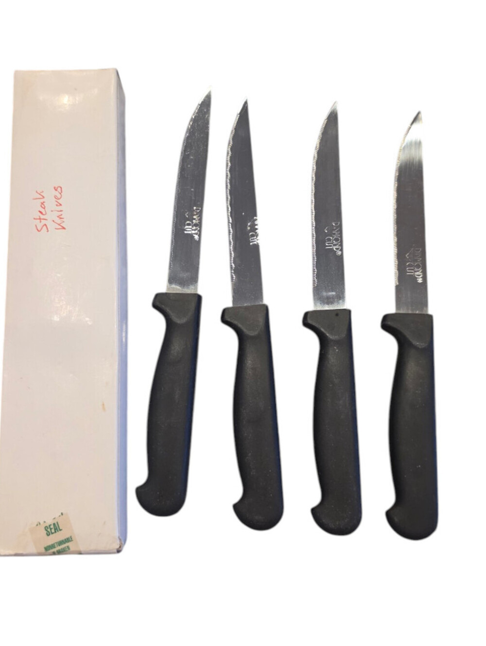 Set of 4 Diamond Cut Serrated Steak Prep Cooking Knives 5.5" Blade